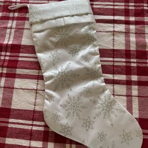 Elegant White and Silver Holiday Stocking
